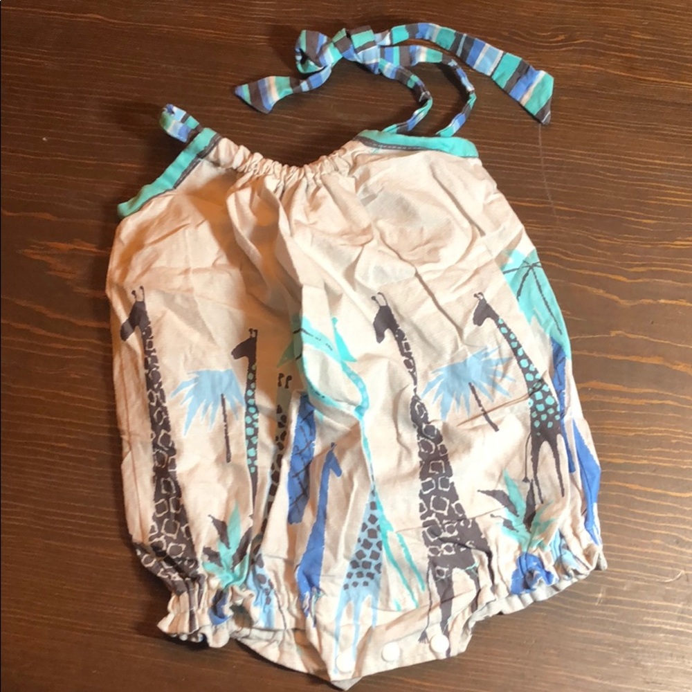 Handmade Giraffe safari adjustable strap romper